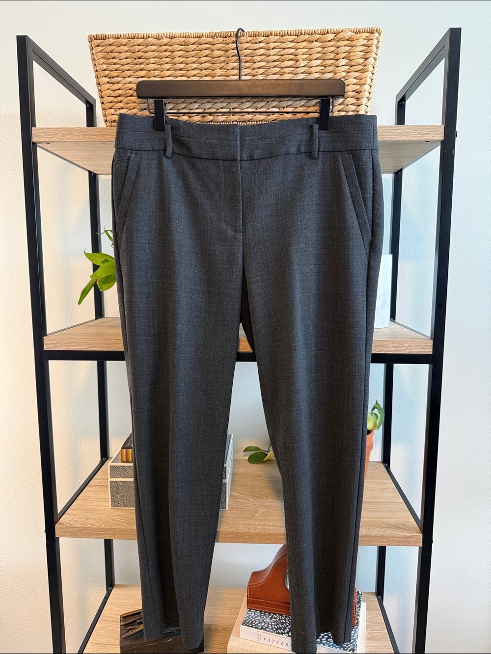 Loft Marisa Charcoal Gray Mid-Rise Straight Leg Ankle Woven Career Dress Pant 12